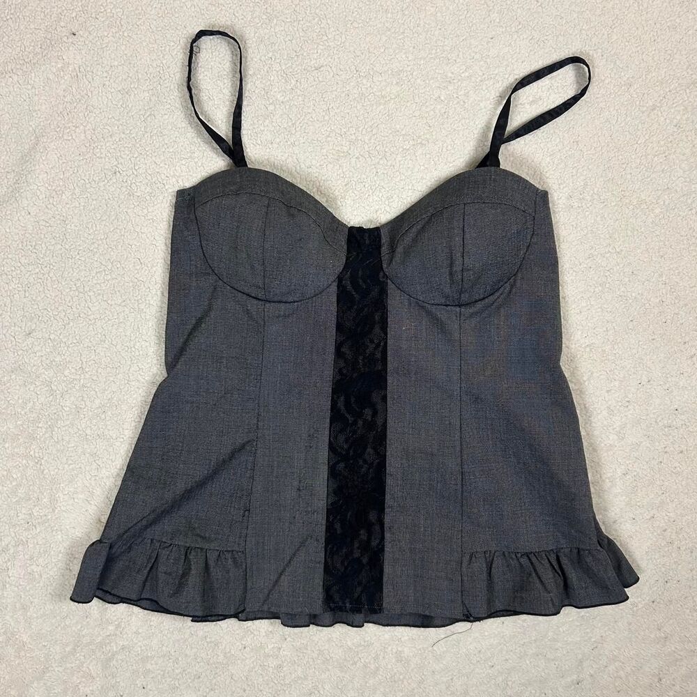 Dark Coquette Horror Game Protaganist Heart Soul Grey and Black Corset Top